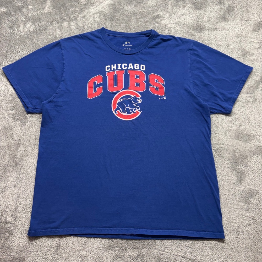 Fanatics Chicago Cubs T-Shirt Mens XL Blue Good MLB Graphic Short Sleeve Cotton